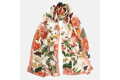 Rosa - Long Satin Silk Scarf for Women - Peach