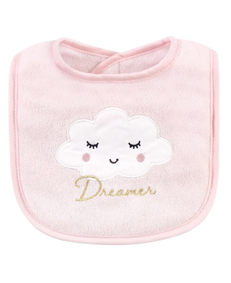 Hudson Baby Girls Cotton Terry Bib and Burp Cloth Set