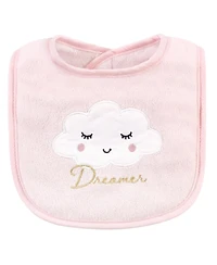 Hudson Baby Girls Cotton Terry Bib and Burp Cloth Set