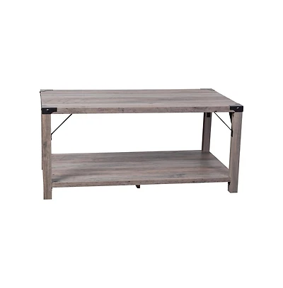 Merrick Lane Green River Modern Farmhouse Engineered Wood Coffee Table And Powder Coated Steel Accents