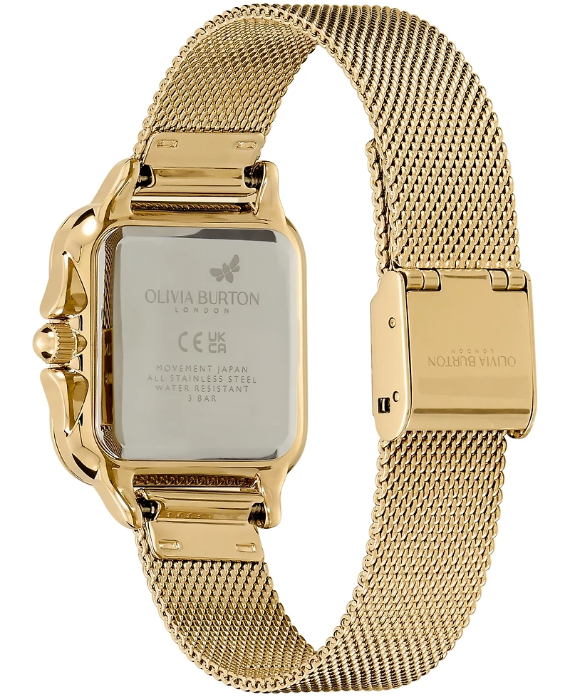 Olivia Burton Women's Grosvenor Soft Square Gold-Tone Stainless Steel Mesh Bracelet Watch 28mm