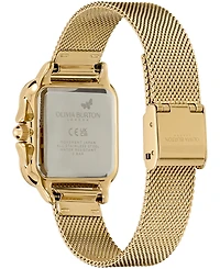 Olivia Burton Women's Grosvenor Soft Square Gold-Tone Stainless Steel Mesh Bracelet Watch 28mm