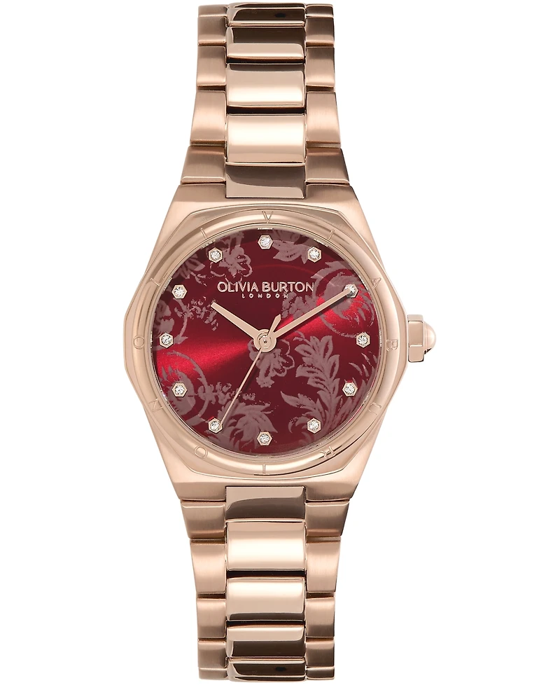 Olivia Burton Women's Sports Luxe Hexa Mini Carnation Gold-Tone Stainless Steel Bracelet Watch 28mm