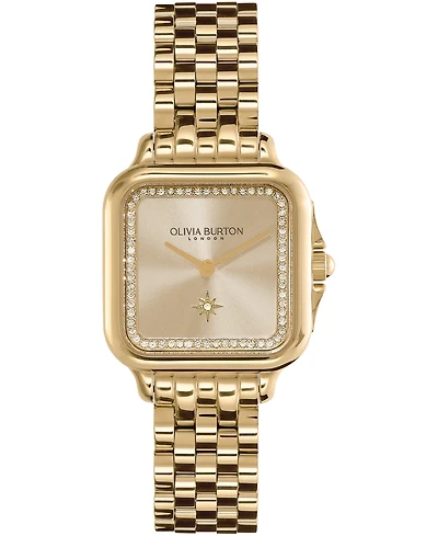 Olivia Burton Women's Grosvenor Soft Square Gold-Tone Stainless Steel Bracelet Watch 28mm