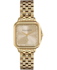 Olivia Burton Women's Grosvenor Soft Square Gold-Tone Stainless Steel Bracelet Watch 28mm