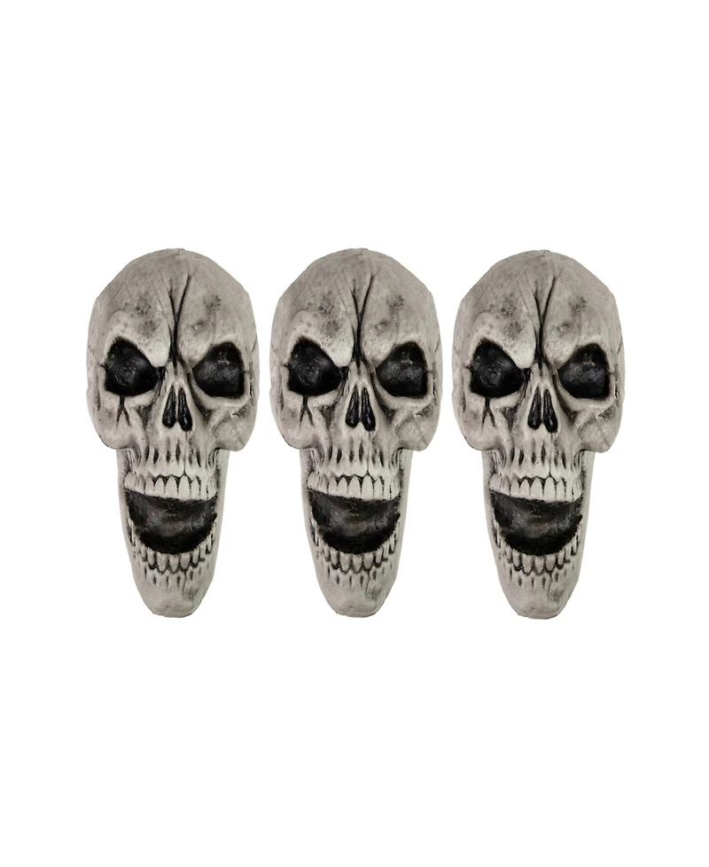 Set of 3 Skull Stakes Outdoor Yard Halloween Decorations
