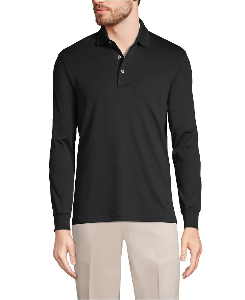 Lands' End Men's Long Sleeve Cotton Supima Polo Shirt