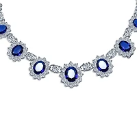 Bling Jewelry Antique Style Oval Crown Halo Cz Cubic Zirconia Statement Necklace Silver Plated
