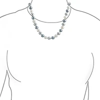 Bling Jewelry Classic Smooth 10MM Black White Grey Tri Multi Color Hand Knotted Simulated Pearl Strand Necklace 18 Inches