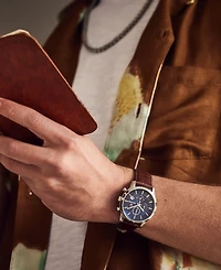 Bulova Men's Chronograph Classic Sutton Brown Leather Strap Watch 41mm