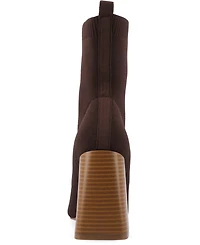 Journee Collection Women's Noralinn Knit Stacked Flared Heel Dress Booties