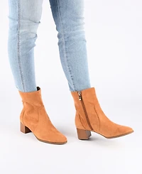 Journee Collection Women's Hayven Block Heel Almond Toe Booties