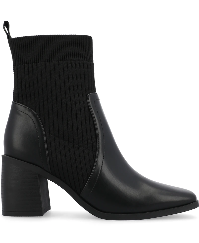 Journee Collection Women's Harlowe Chelsea Knit Block Heel Booties