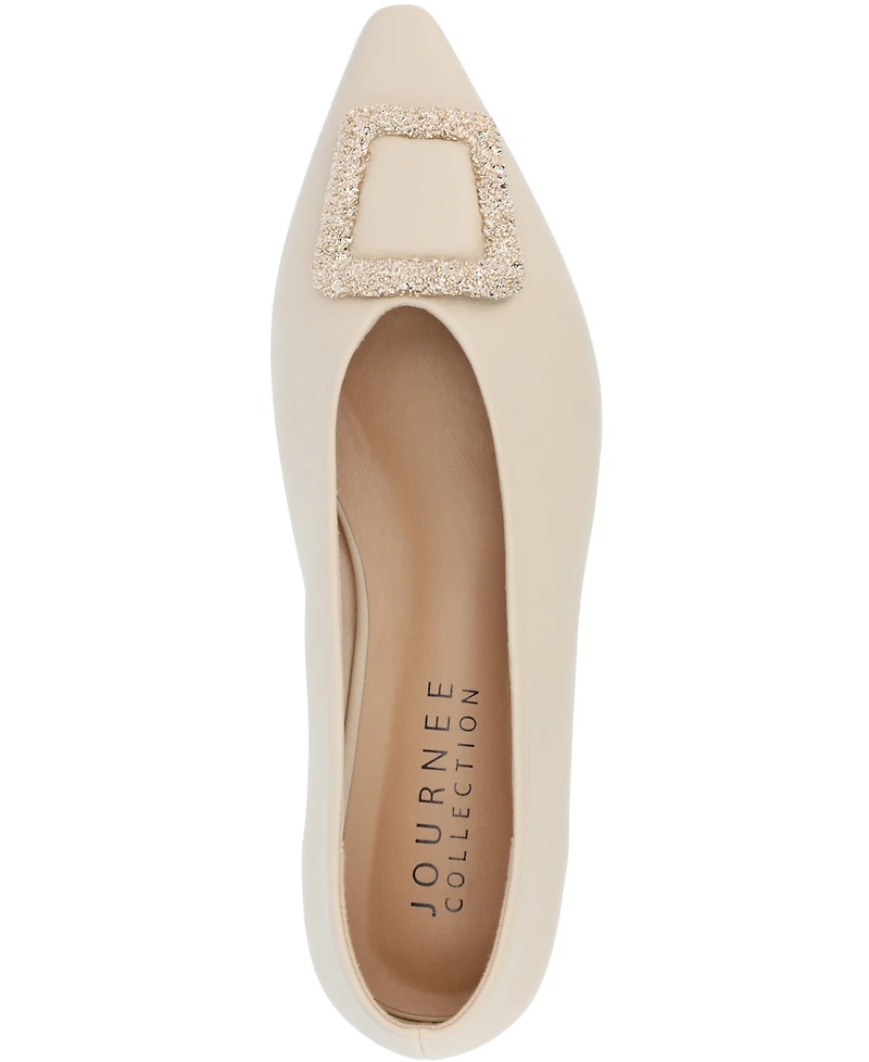 Journee Collection Women's Elowen Tru Comfort Foam Slip On Slim Squared Off Pointed Toe Flats