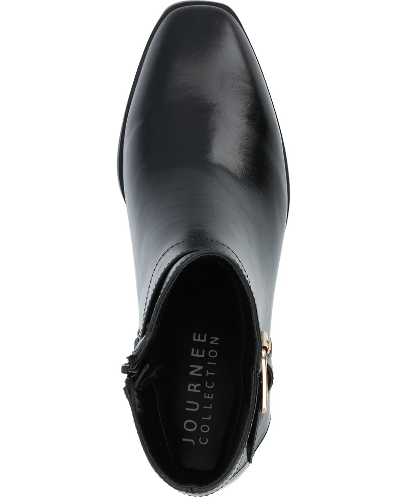 Journee Collection Women's Elley Buckle Strap Block Heel Booties