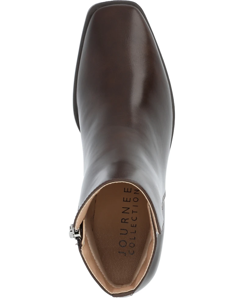 Journee Collection Women's Cappri Block Heel Square Toe Ankle Booties