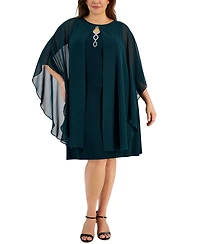 Connected Plus Cape-Overlay Sheath Dress
