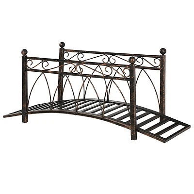 Outsunny 3.3' Metal Arch Zen Garden Bridg with Safety Siderails,