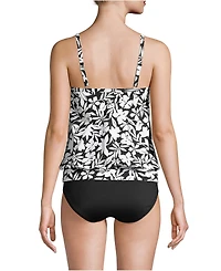 Lands' End Women's Petite Blouson Tummy Hiding Tankini Swimsuit Top Adjustable Straps