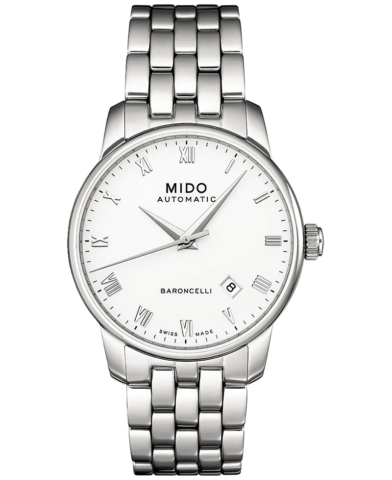 Mido Men's Swiss Automatic Baroncelli Stainless Steel Bracelet Watch 38mm