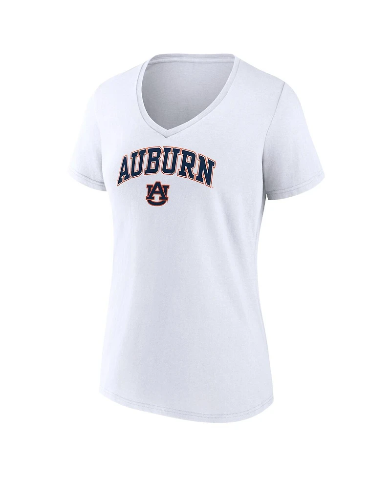Women's Fanatics White Auburn Tigers Evergreen Campus V-Neck T-shirt