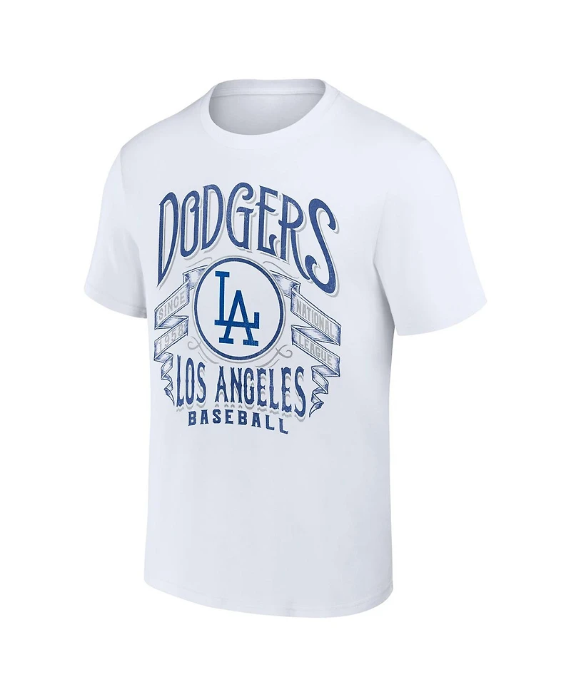 Men's Darius Rucker Collection by Fanatics White Los Angeles Dodgers Distressed Rock T-shirt