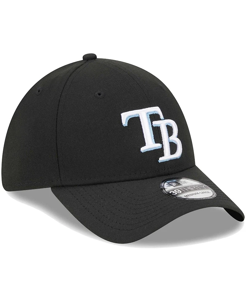Men's New Era Black Tampa Bay Rays Logo 39THIRTY Flex Hat