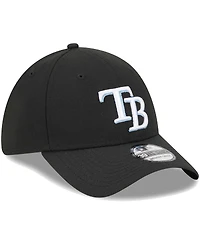 Men's New Era Black Tampa Bay Rays Logo 39THIRTY Flex Hat