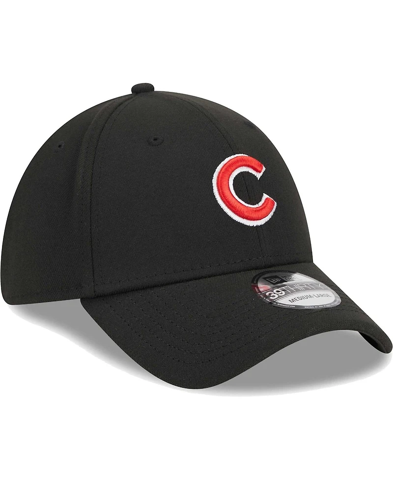 Men's New Era Black Chicago Cubs Logo 39THIRTY Flex Hat