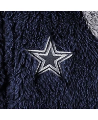 Newborn and Infant Navy, Gray Dallas Cowboys Game Nap Teddy Fleece Bunting Full-Zip Sleeper
