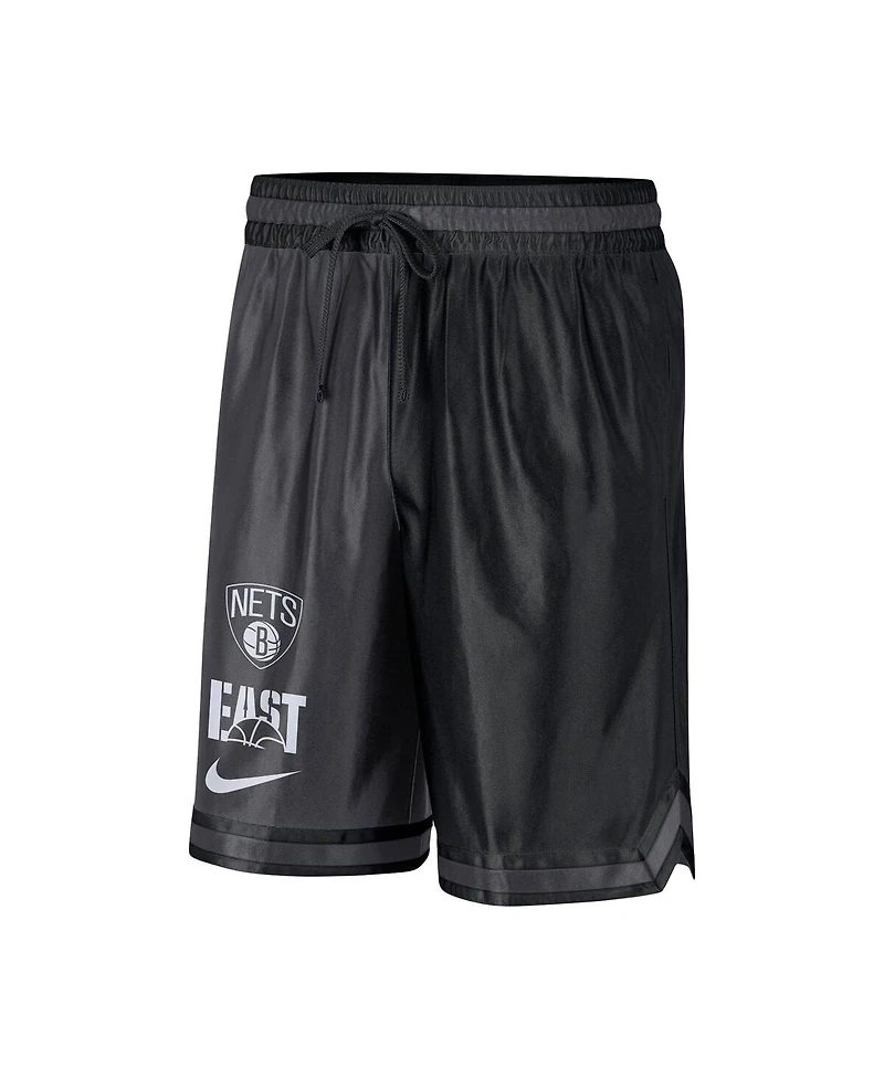 Men's Nike Black, Anthracite Brooklyn Nets Courtside Versus Force Split Dna Performance Shorts