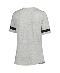 Women's Heather Gray Tampa Bay Buccaneers Plus Size Lace-Up V-Neck T-shirt