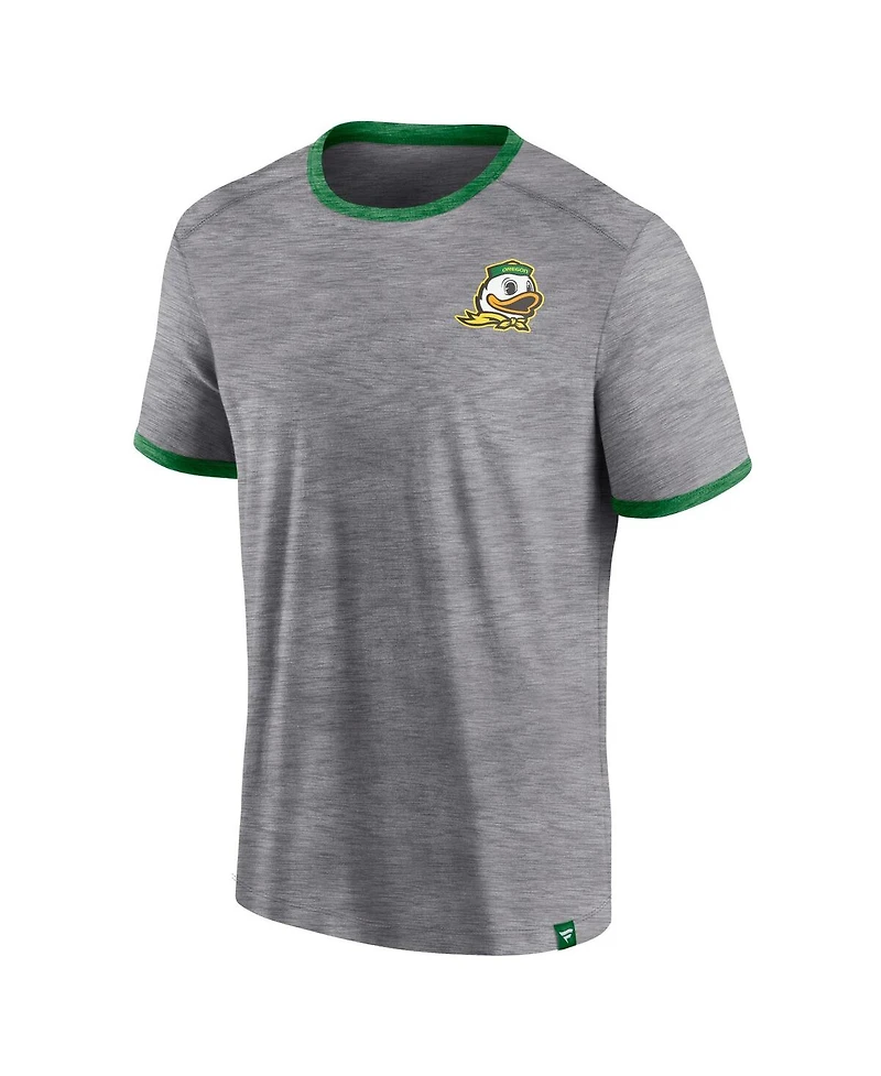 Men's Fanatics Heather Gray Oregon Ducks Classic Stack Ringer T-shirt