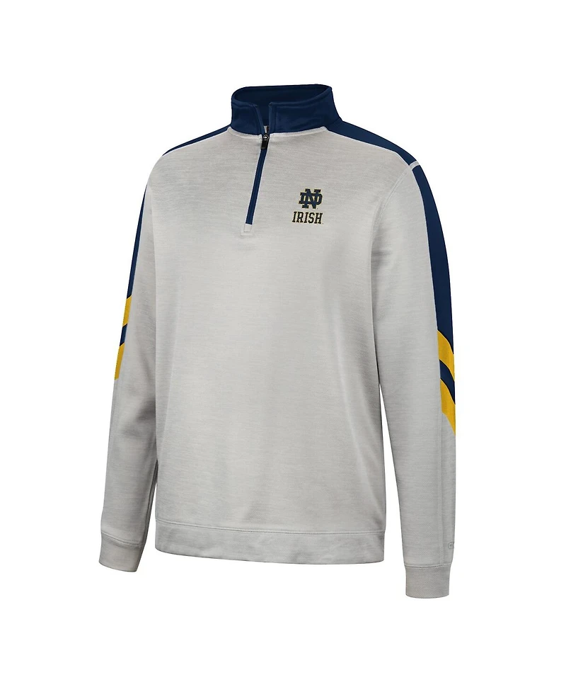 Men's Colosseum Gray, Navy Notre Dame Fighting Irish Bushwood Fleece Quarter-Zip Jacket