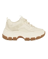 Guess Women's Bisun Lugged Rubber Sole Lace Up Platform Sneakers
