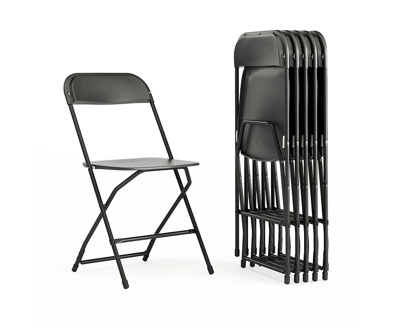 Emma+Oliver Set Of 6 Stackable Folding Plastic Chairs - 650 Lb Weight Capacity