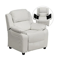 Deluxe Padded Contemporary Kids Recliner With Storage Arms