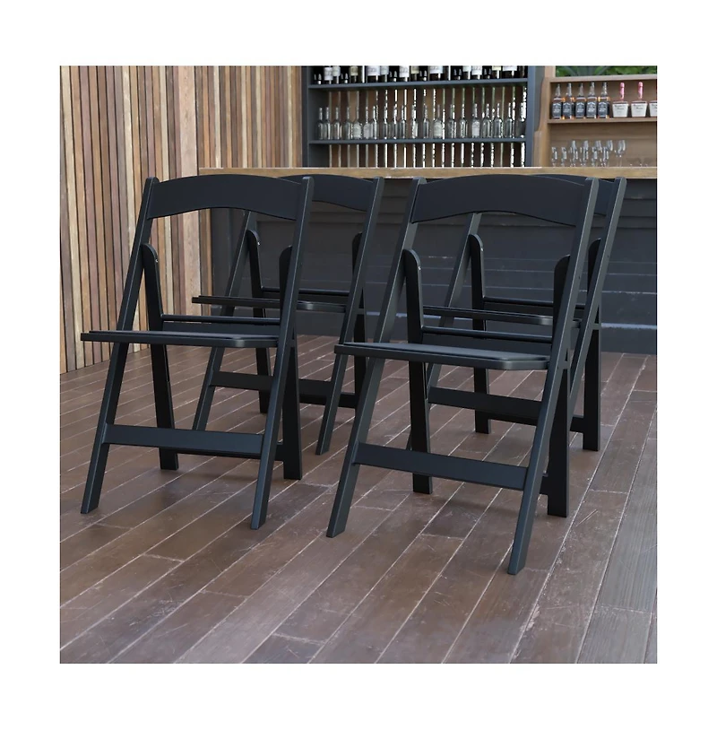 Set Of 4 800 Lb Weight Capacity Indoor/Outdoor Resin Folding Chairs