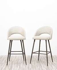 Glitzhome Set of 2 Fabric, Leatherette Bar Stool with Tapered Metal Legs