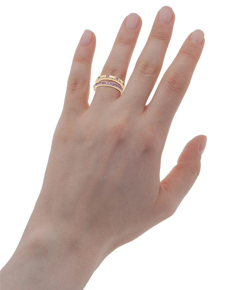 2-Pc. Set Amethyst Stack Rings (1/2 ct. t.w.) in 14k Gold-Plated Sterling Silver