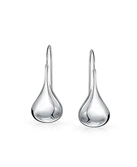 Bling Jewelry Simple Plain Puffed Teardrop Pear Shaped Rain Drop Earrings Fishhook Threader Polish Sterling Silver Inch