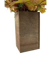 10" x 8" Orange Floral and Pumpkin Wooden Box Fall Harvest Tabletop Decoration