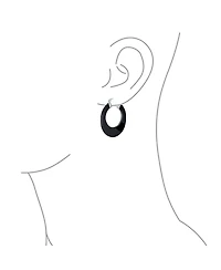Bling Jewelry Wide Flat Stone Large Oval Hoop Earrings Sterling Silver 1.5 Inch Diameter