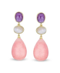 Bling Jewelry Unique Geometric Daning Teardrop Ball Teardrop Multi Shape Oval 3 Multi-Tier Party Dangling Earrings in Gold Plated