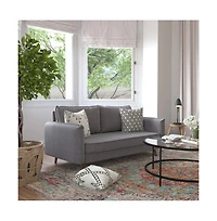 Emma+Oliver Carthage Upholstered Mid-Century Modern Pocket Spring Sofa With Wooden Legs And Removable Back Cushions