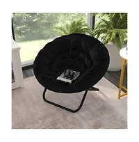 Ersa Oversize Folding Saucer Chair With Cozy Faux Fur Cushion And Metal Frame For Dorms, Bedrooms, Apartments More