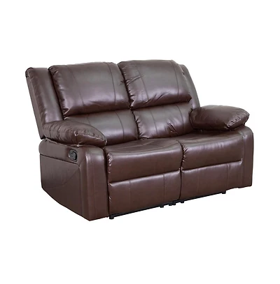 Bustle Back Loveseat With Two Built-In Recliners