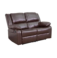 Bustle Back Loveseat With Two Built-In Recliners
