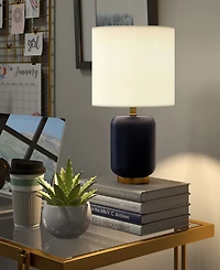 Hudson & Canal Lambert 15" Linen Shade Tall Ceramic Mini Lamp