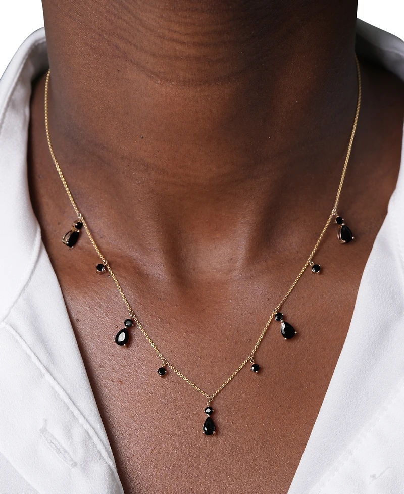 Onyx Dangle 17" Statement Necklace in 14k Gold-Plated Sterling Silver